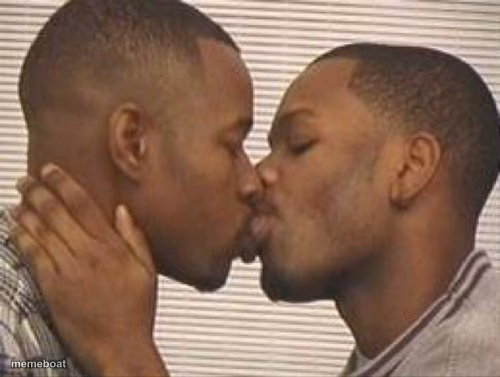 2 gay black mens kissing - meme generator image preview