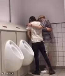 2 guys, 1 urinal