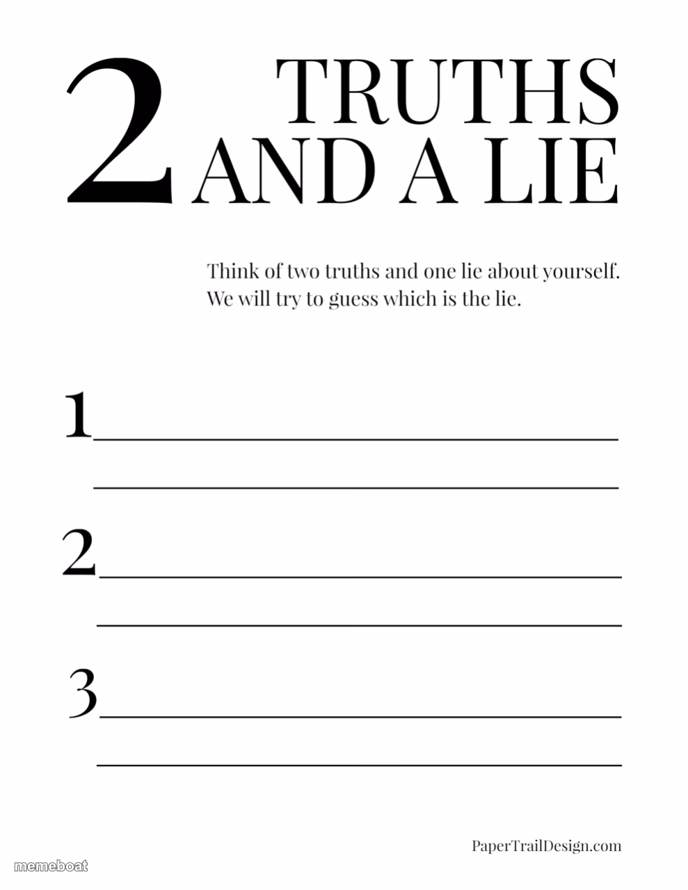2 Truths and a Lie - meme generator image preview
