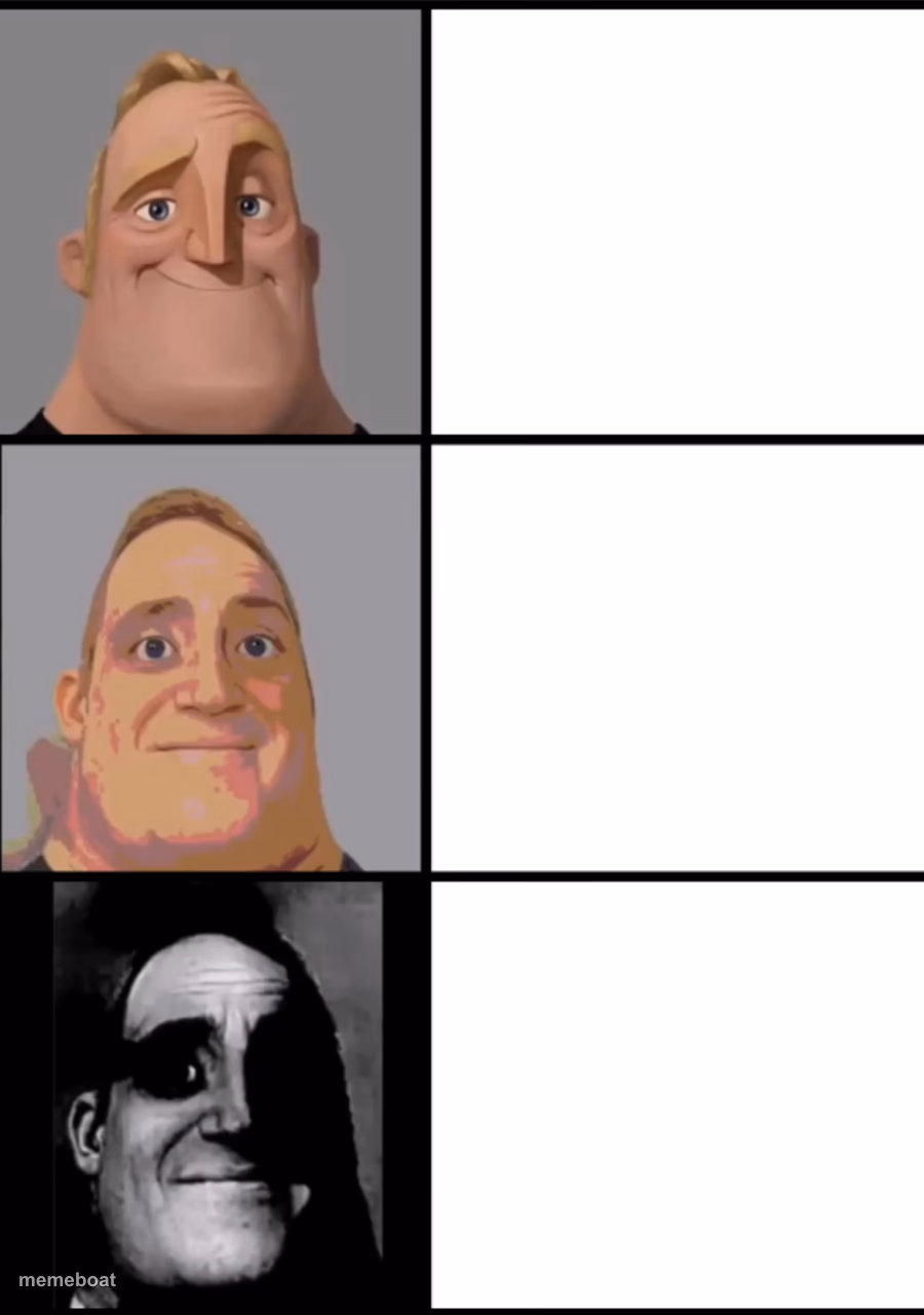 3 Frame Uncanny Mr. Incredible - meme generator image preview