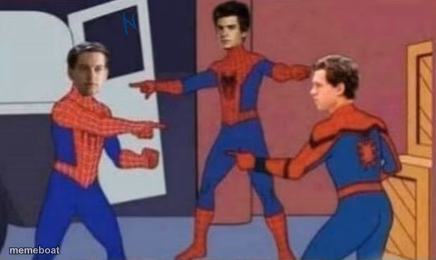 3 Spider-Men Pointing - meme generator image preview
