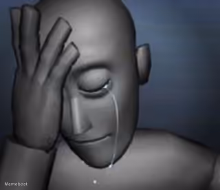 3D-Rendered Figure Crying
