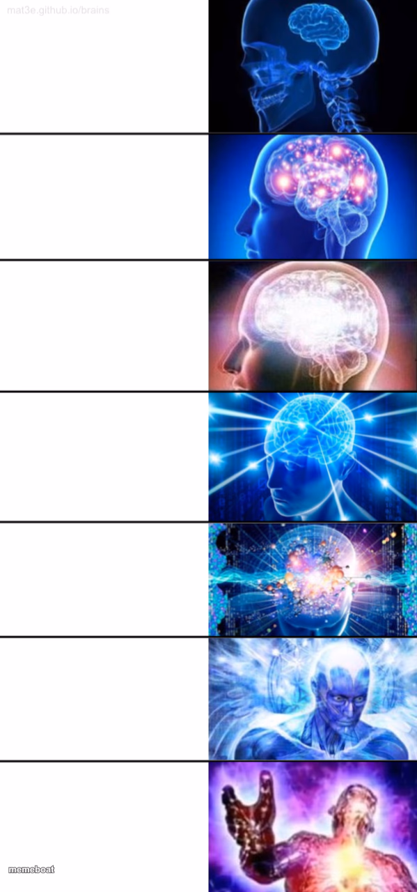 7-Tier Expanding Brain - meme generator image preview