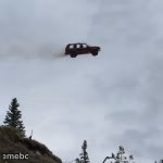 Car drives off of cliff,(improved) - meme generator image preview