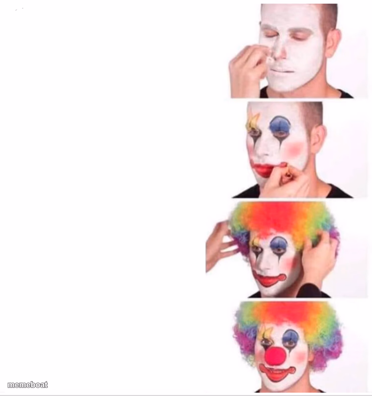 Clown Applying Makeup - meme generator image preview