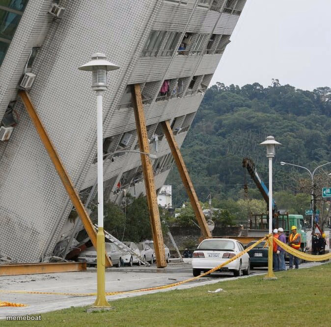 Falling building held up with sticks - meme generator image preview
