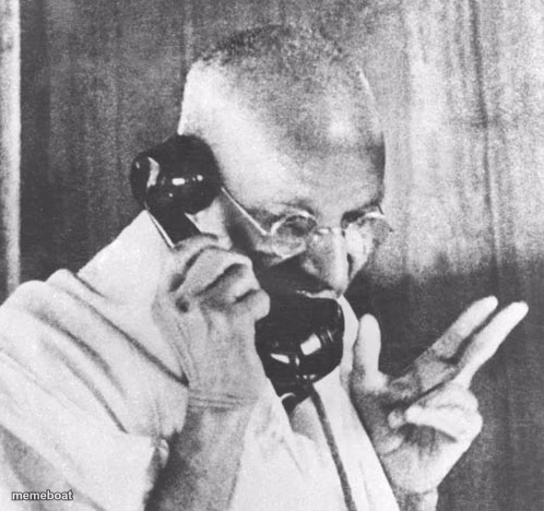 Gandhi on the Phone - meme generator image preview