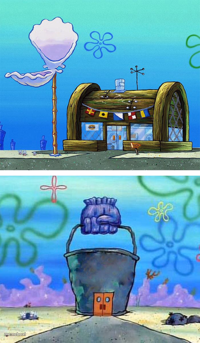 Krusty Krab Vs Chum Bucket Blank - meme generator image preview