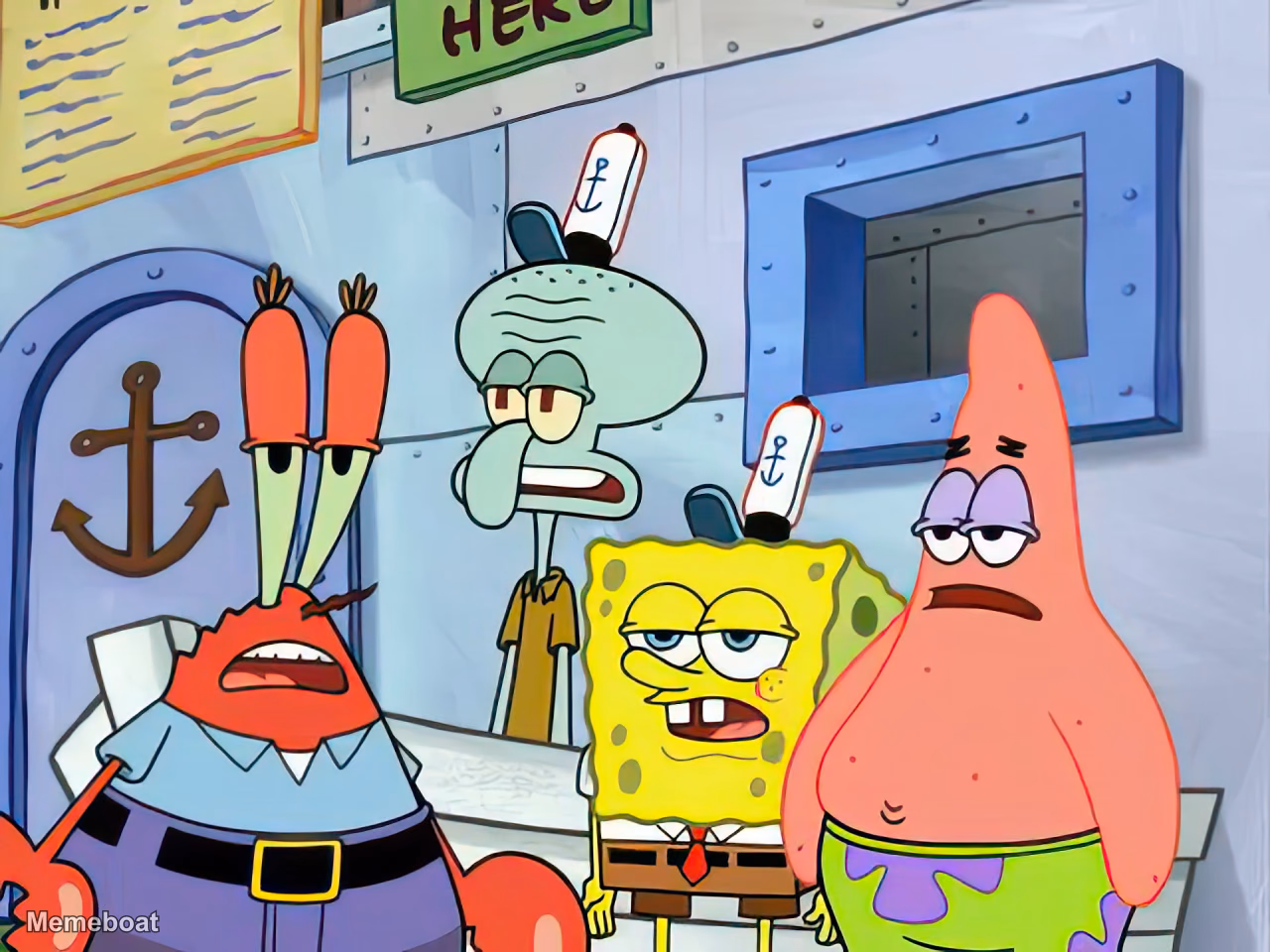 Krusty Krab Crew Unimpressed - meme generator image preview