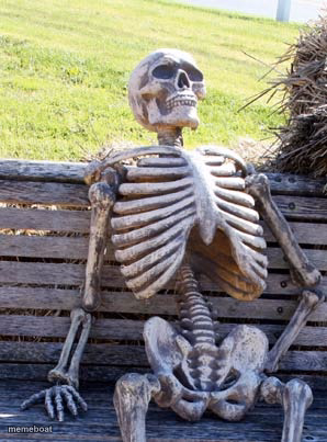 Skeleton on bench - meme generator image preview