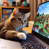 A cute cat playing Minecraft (ai generated)