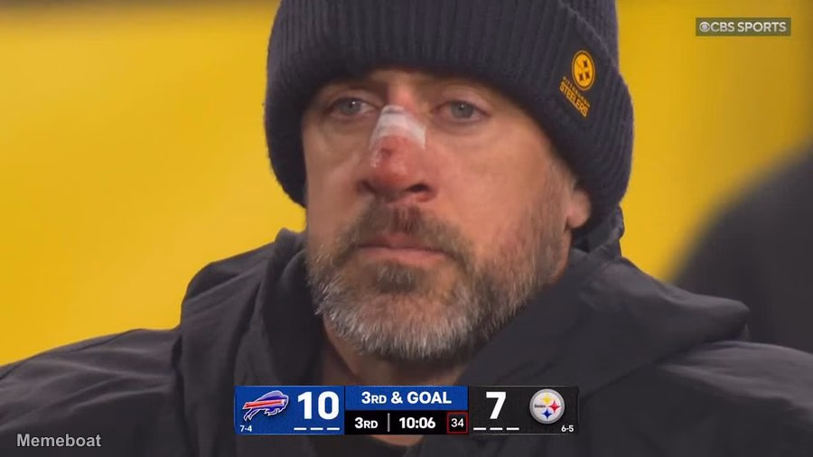 Aaron Rodgers Bloody Nose After Hit by the Bills - meme generator image preview