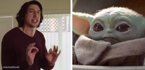 Adam Driver & Baby Yoda Argue - meme generator image preview