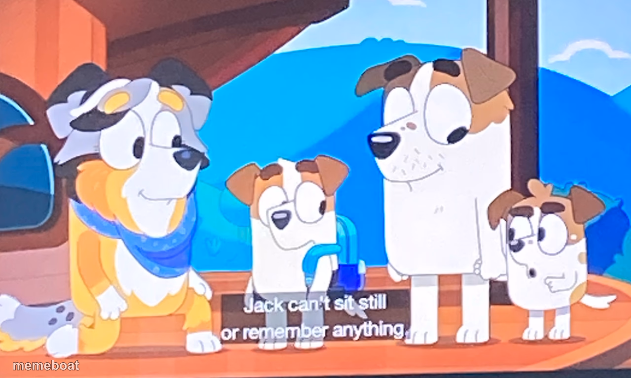 Bluey Jack Can't Sit Still - meme generator image preview