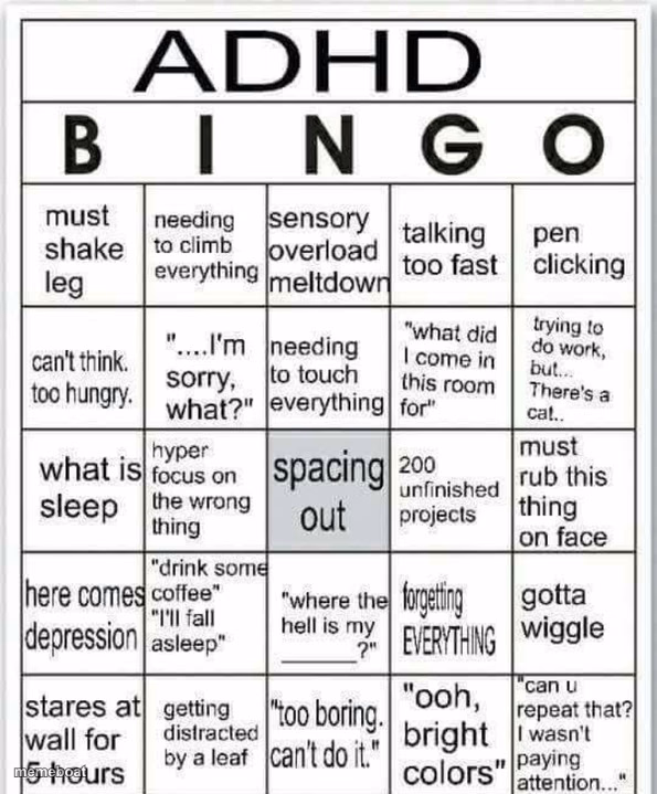 adhd bingo - meme generator image preview