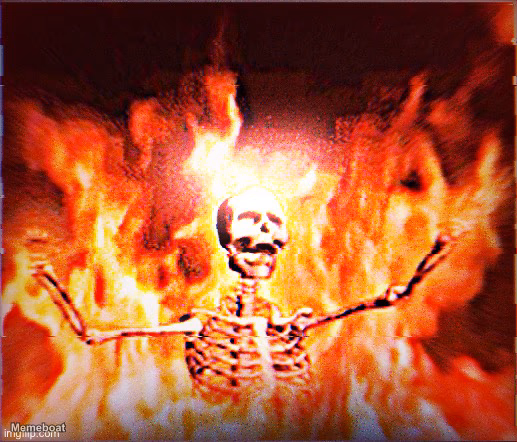 Aesthetic Skeleton burning in hell by Pochita_ - meme generator image preview