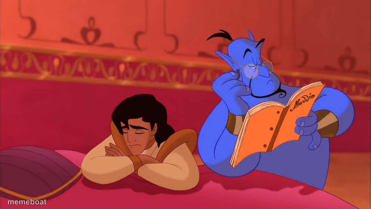 Aladdin Genie Reading Script - meme generator image preview