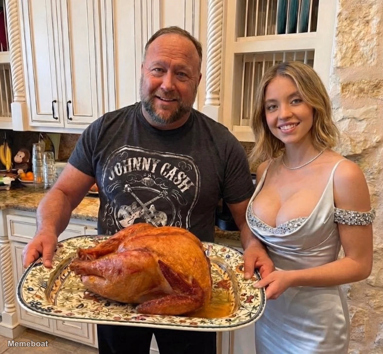 Alex Jones and Sydney Sweeney Turkey - meme generator image preview