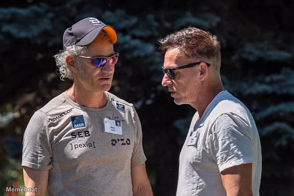 Alex Karp and Peter Thiel Together at Sun Valley - meme generator image preview