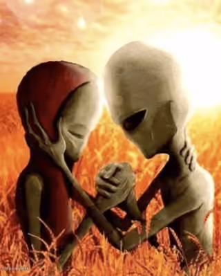 Aliens Holding Hands