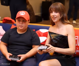 Alison Brie And Rizzler Playing Mario Kart