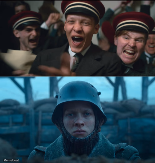 All Quiet Cheering Vs Trench Fear - meme generator image preview