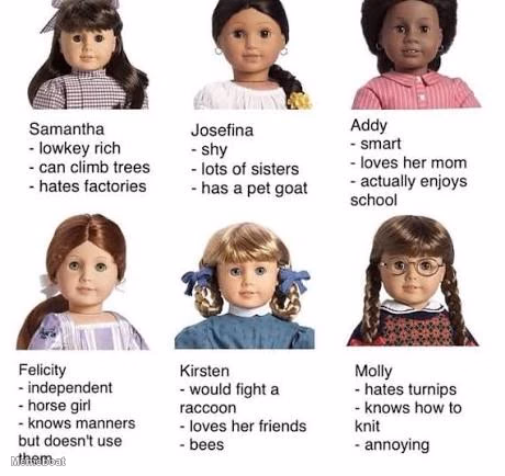 American Girl doll Characters - meme generator image preview