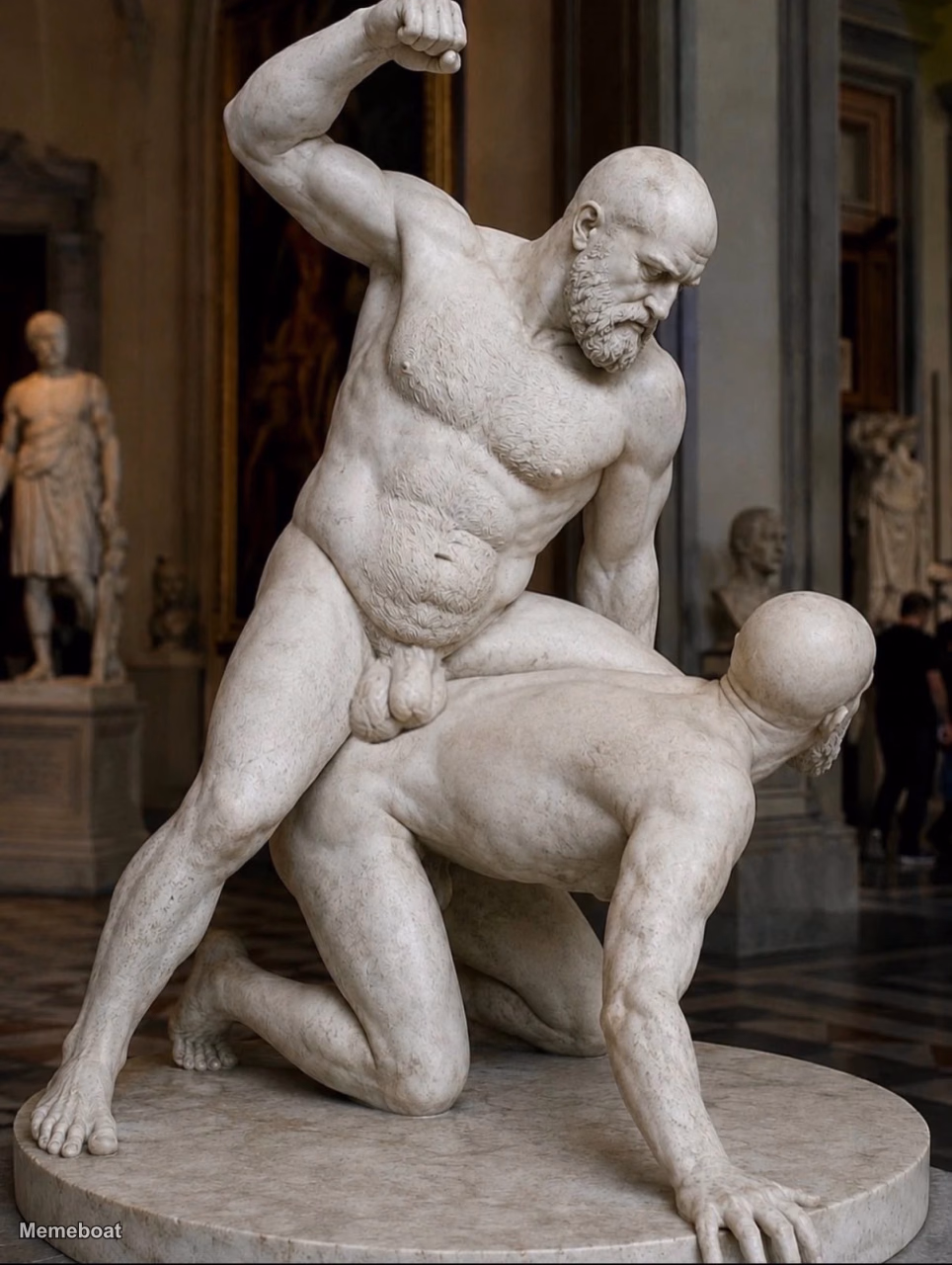 Ancient Roman warriors wrestling sculpture - meme generator image preview