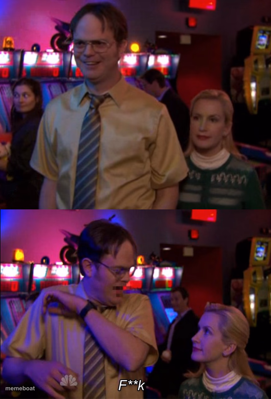 Angela scared Dwight - meme generator image preview