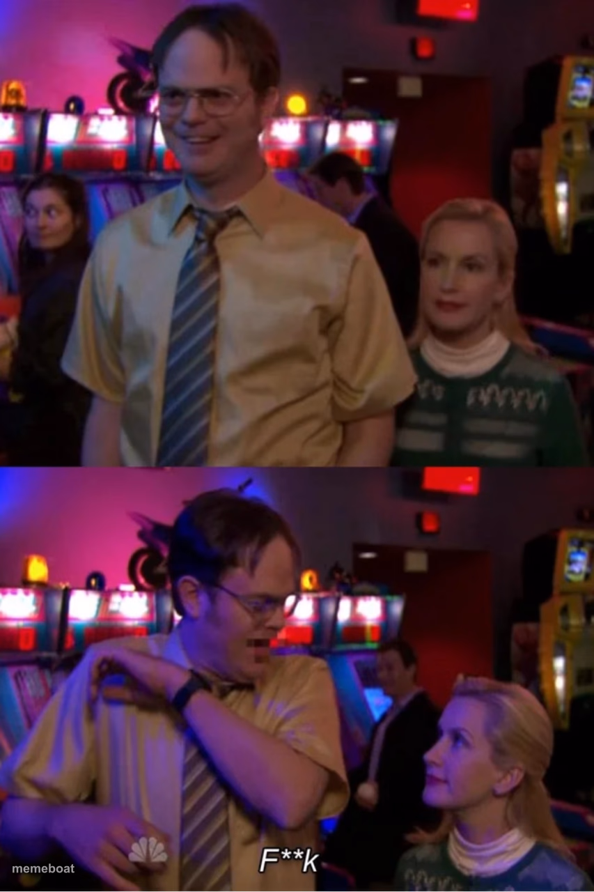 Angela Scares Dwight - meme generator image preview