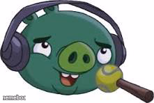angry birds pig wearing headphones - meme generator image preview