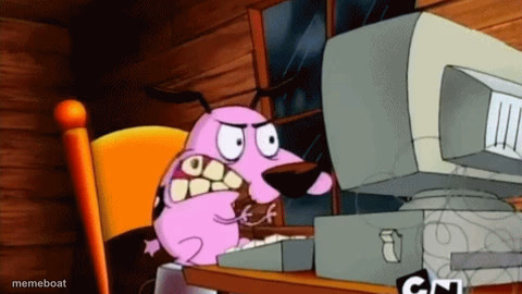 Angry Courage at the Computer - meme generator image preview