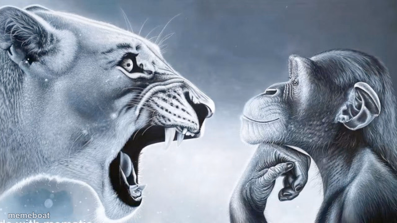 Angry Lion vs Chill Monkey - meme generator image preview