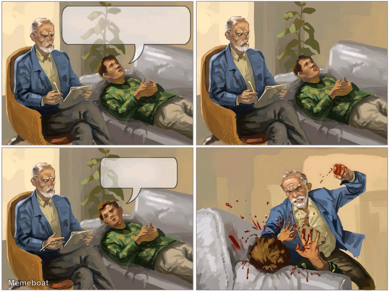 Angry Psychiatrist Empty Template - meme generator image preview