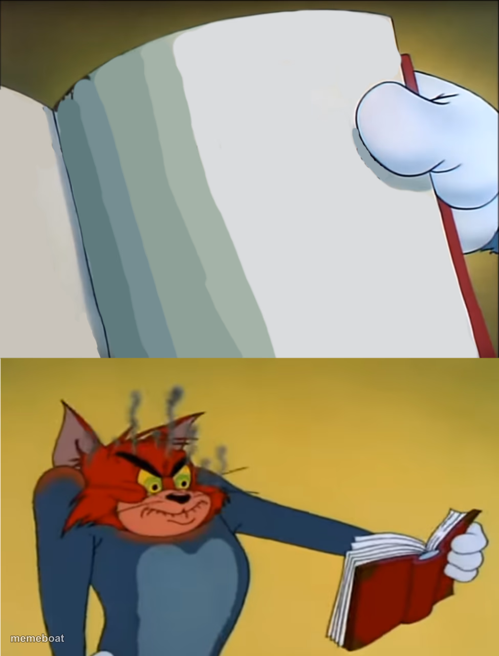 Angry Tom Reading Book - meme generator image preview