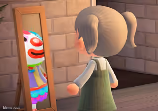 Animal Crossing Clown Reflection