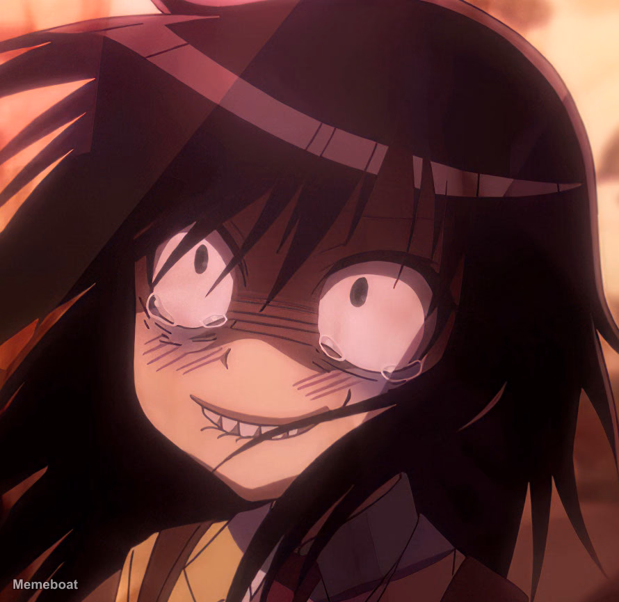 Anime Girl Crying and Smiling Maniacally - meme generator image preview
