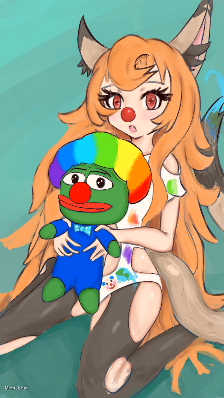 Anime Girl Holding Clown Pepe - meme generator image preview