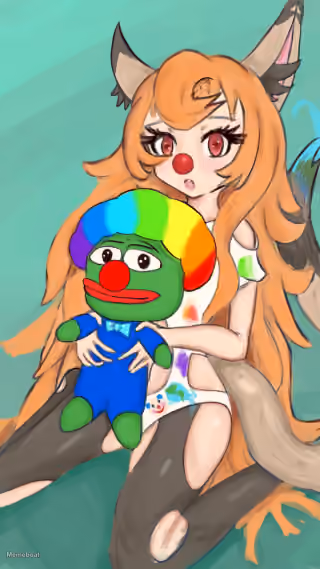 Anime Girl Holding Clown Pepe