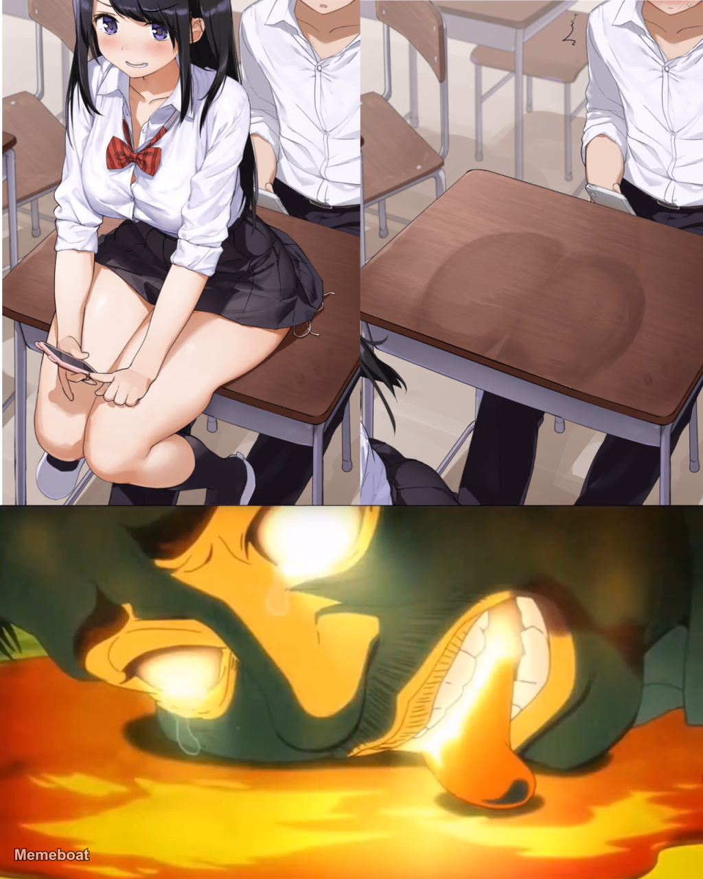 Anime Girl Sweat Spot on Desk - meme generator image preview