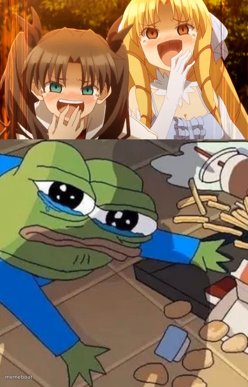 Anime girls laughing at Pepe - meme generator image preview
