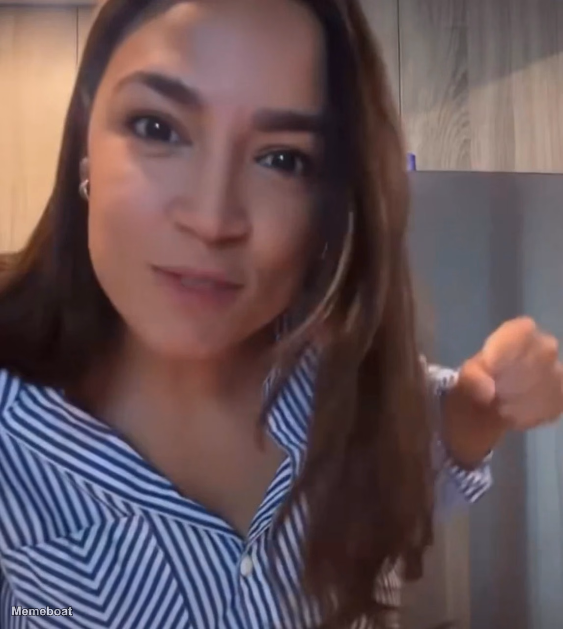 AOC cute punch gesture - meme generator image preview