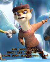 Arctic Dogs(2019)-Bertha Otterson telling someone touch grass.