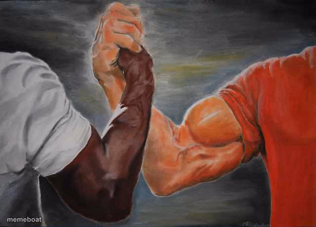 Arm wrestling meme template - meme generator image preview