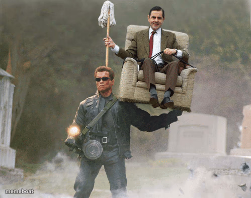 Arnold Schwarzenegger Mr. Bean - meme generator image preview