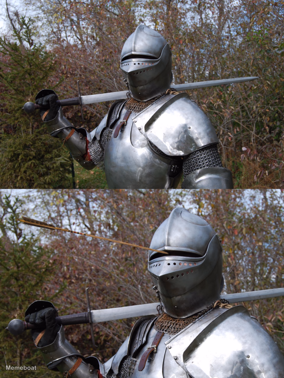 Arrow Through Helmet - meme generator image preview