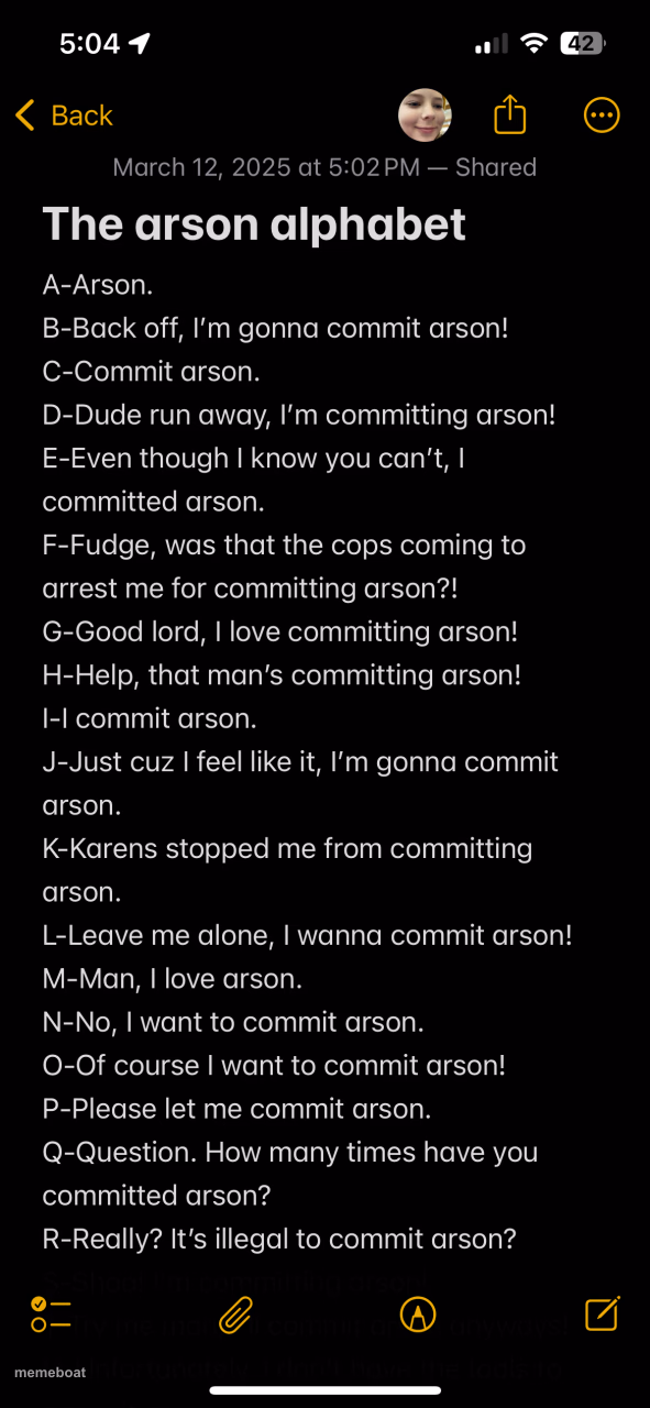 Arson alphabet - meme generator image preview