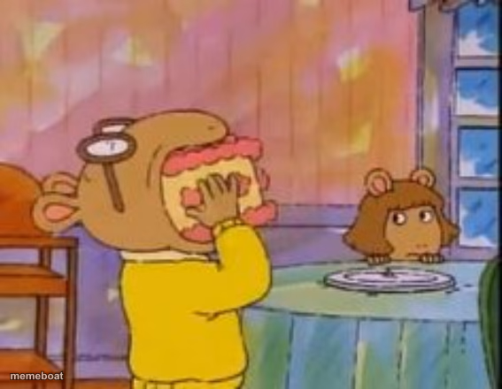 arthur eating cake - meme generator image preview