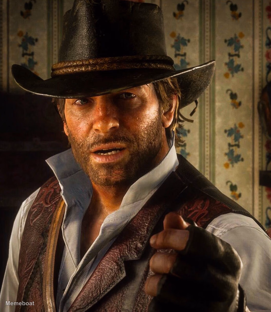 Arthur Morgan Pointing - meme generator image preview