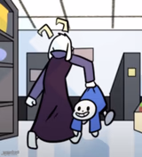 Asriel carrying sans